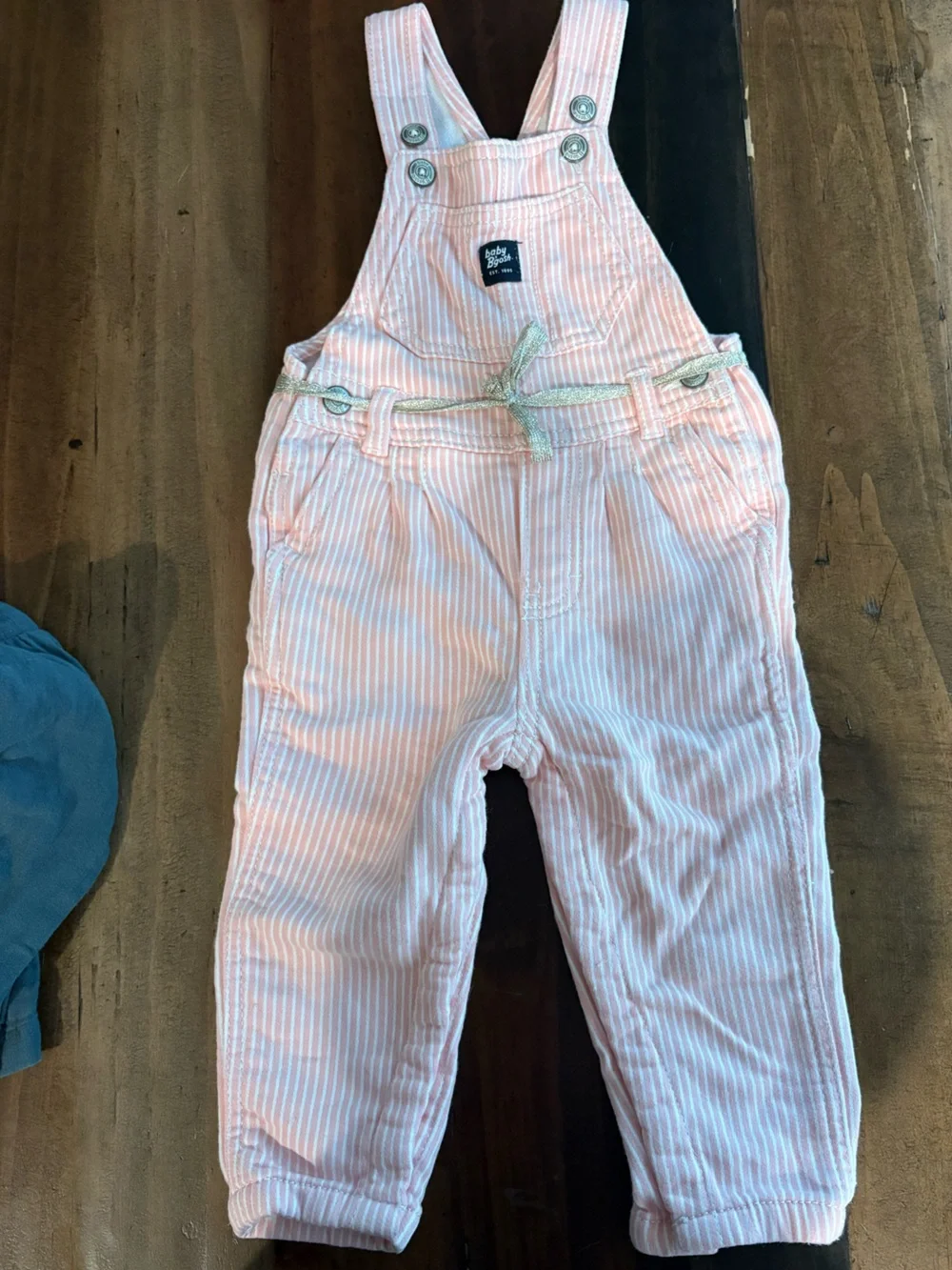 Osh Kosh vestbak overalls in pink and white stripe